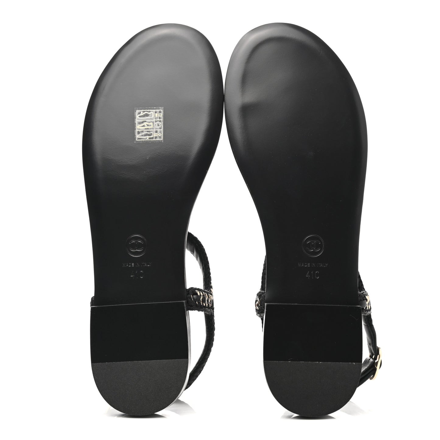 Lambskin Embroidered CC Thong Sandals 41 Black