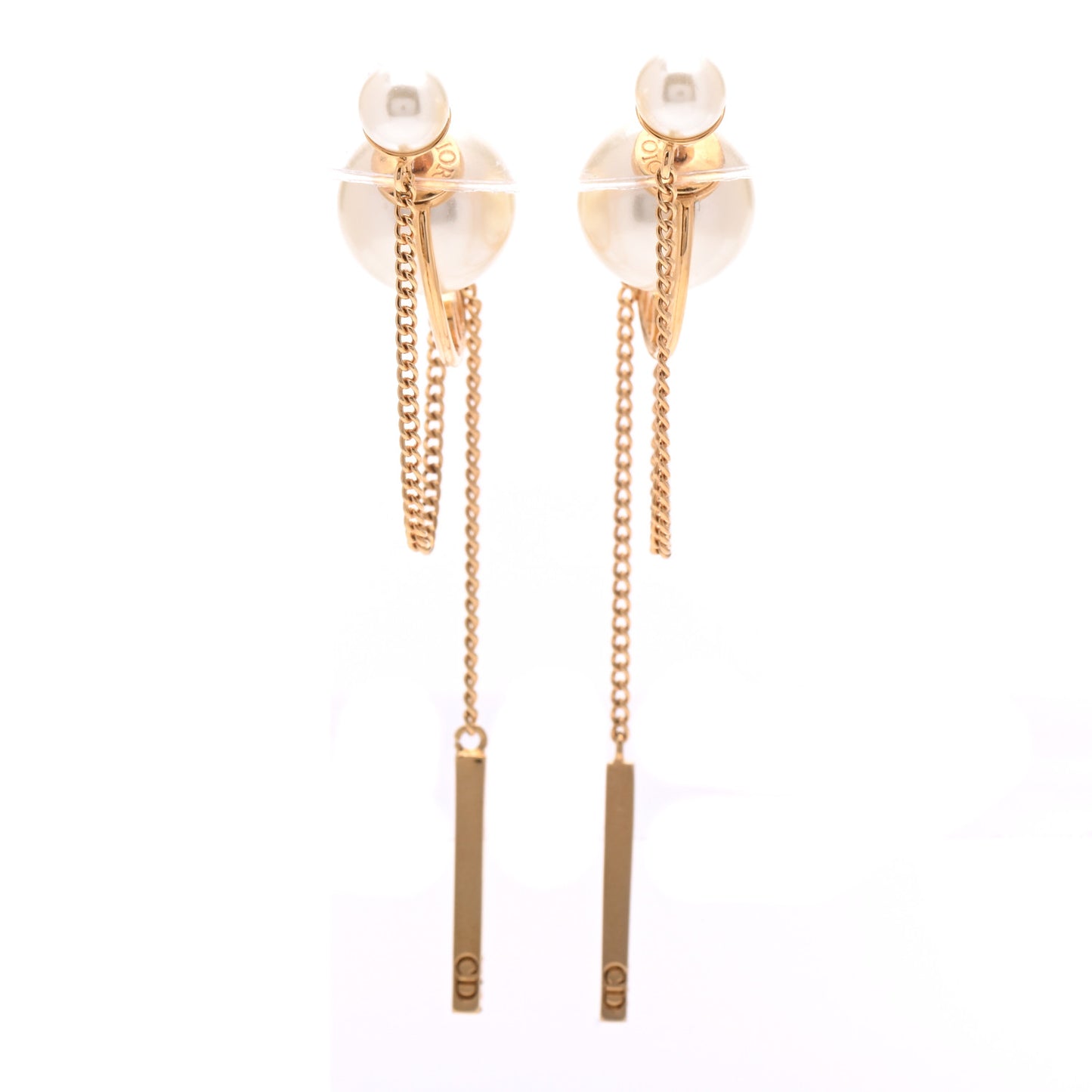 Pearl Tribales Dangle Chain Earrings Gold
