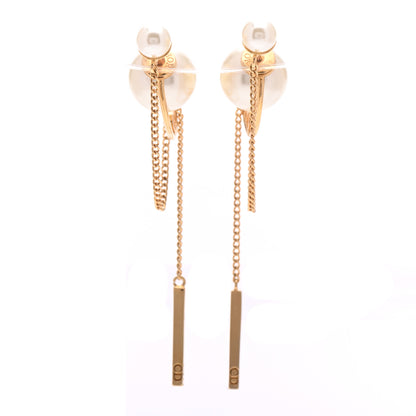 Christian Dior Pearl Tribales Dangle Chain Earrings Gold 1 of 6