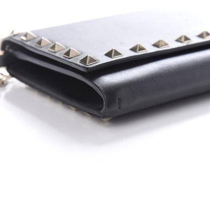Valentino Garavani Vitello Small Rockstud Flap Wallet on Chain Black 9 of 11