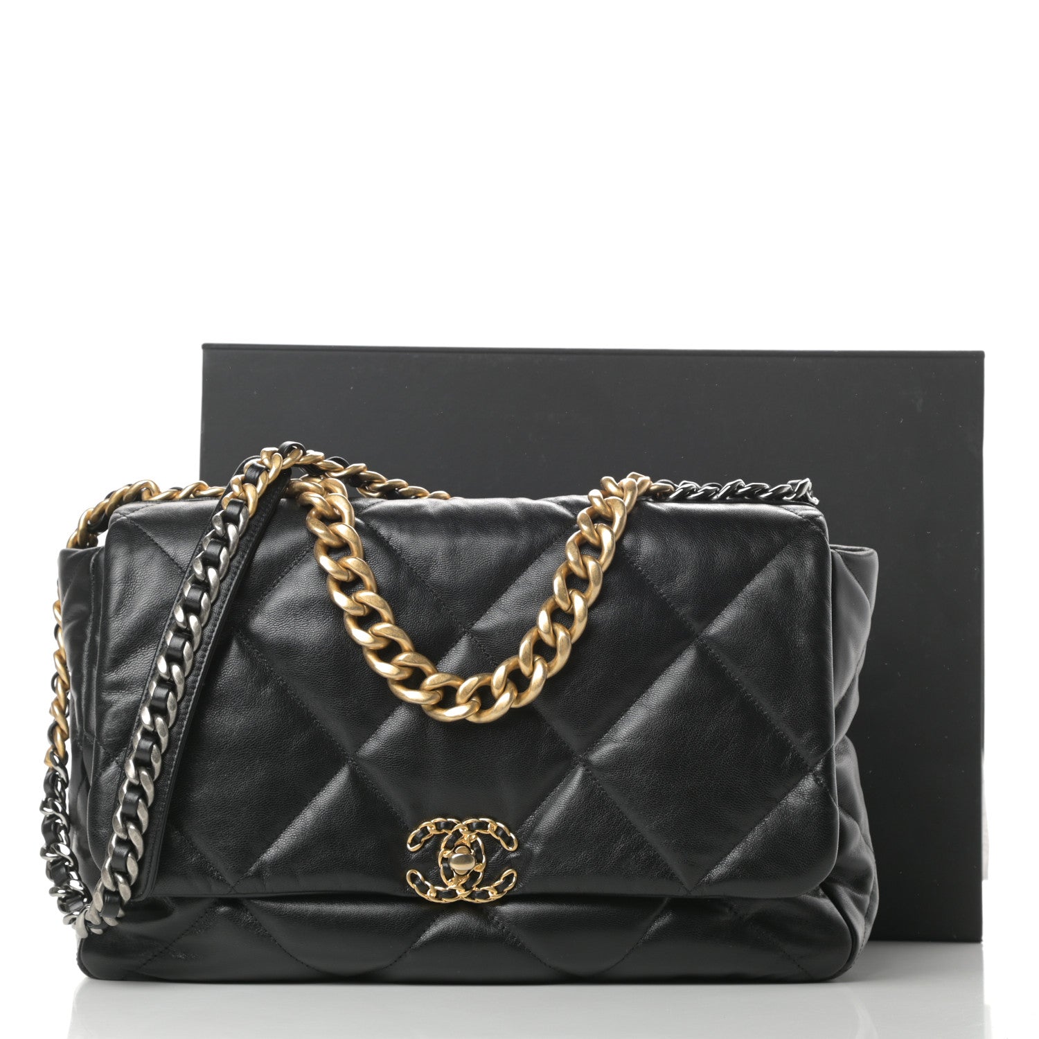 Chanel Goatskin Quilted Maxi Chanel 19 Flap Black 12 of 12