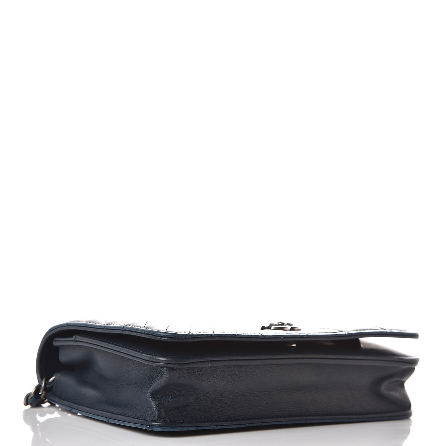Glazed Calfskin Quilted Coco Boy Wallet On Chain WOC Blue