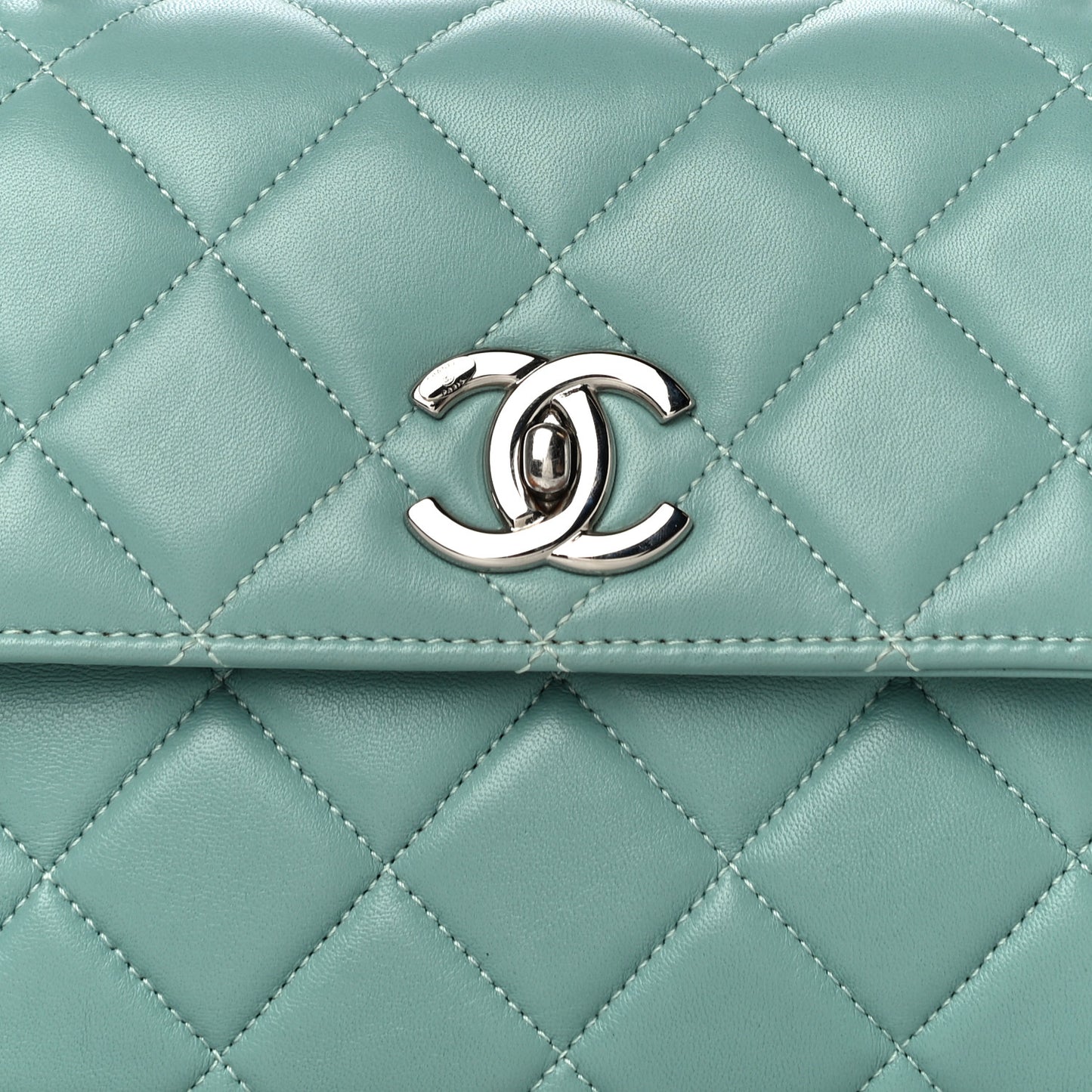 Lambskin Quilted Small Trendy CC Flap Dual Handle Bag Light Green
