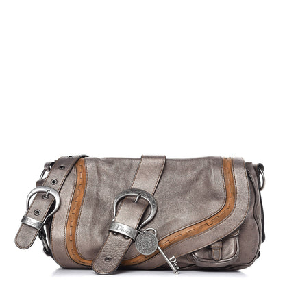 Christian Dior Metallic Calfskin Medium Gaucho Double Saddle Bag Bronze 1 of 9