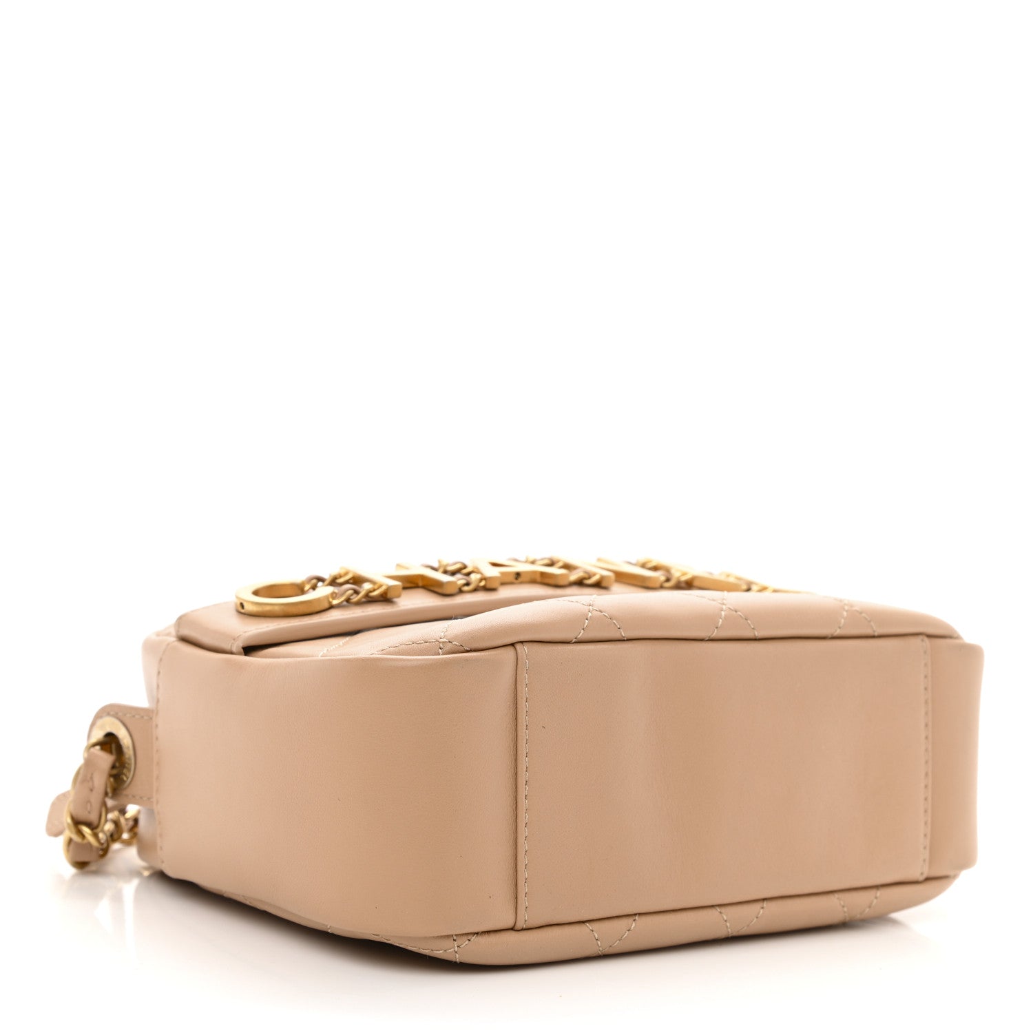Chanel Calfskin Quilted Enchained Camera Case Bag Beige 4 of 8