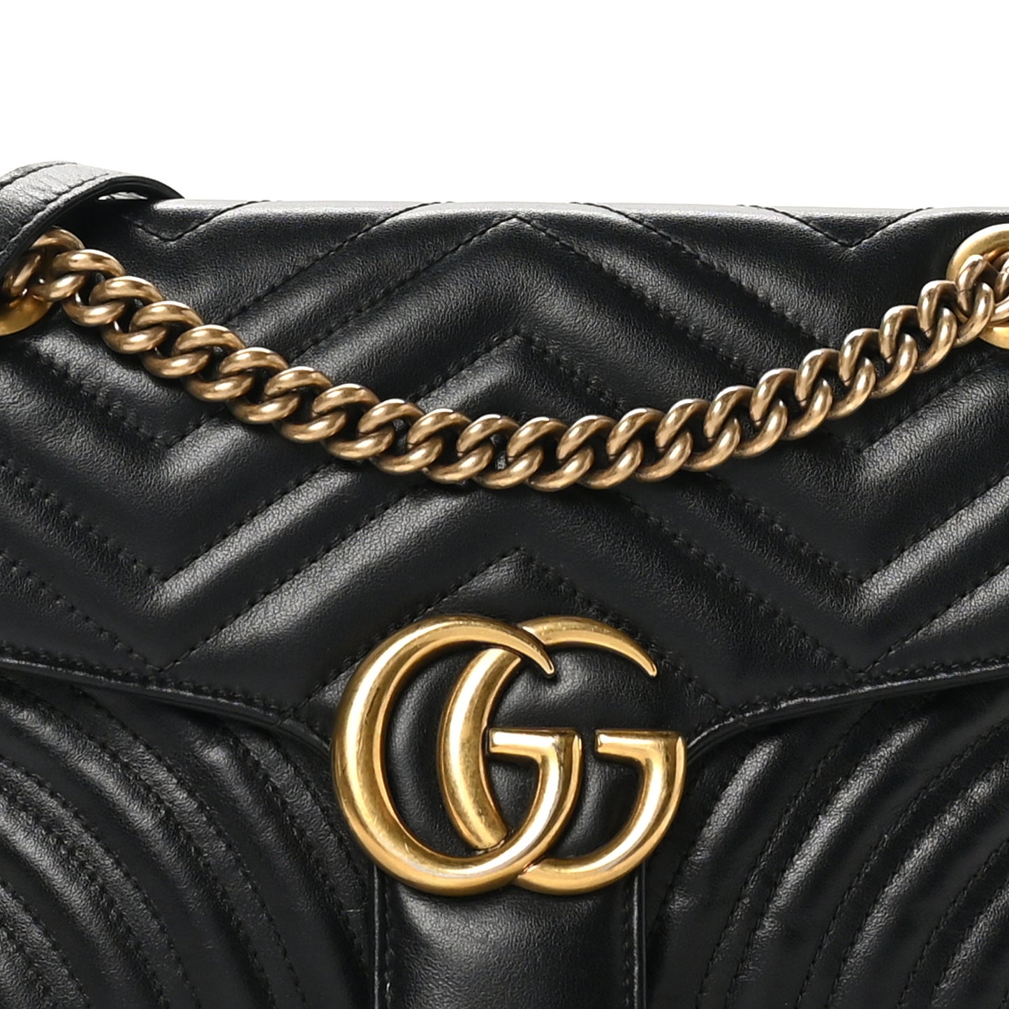Calfskin Matelasse Small GG Marmont Shoulder Bag Black