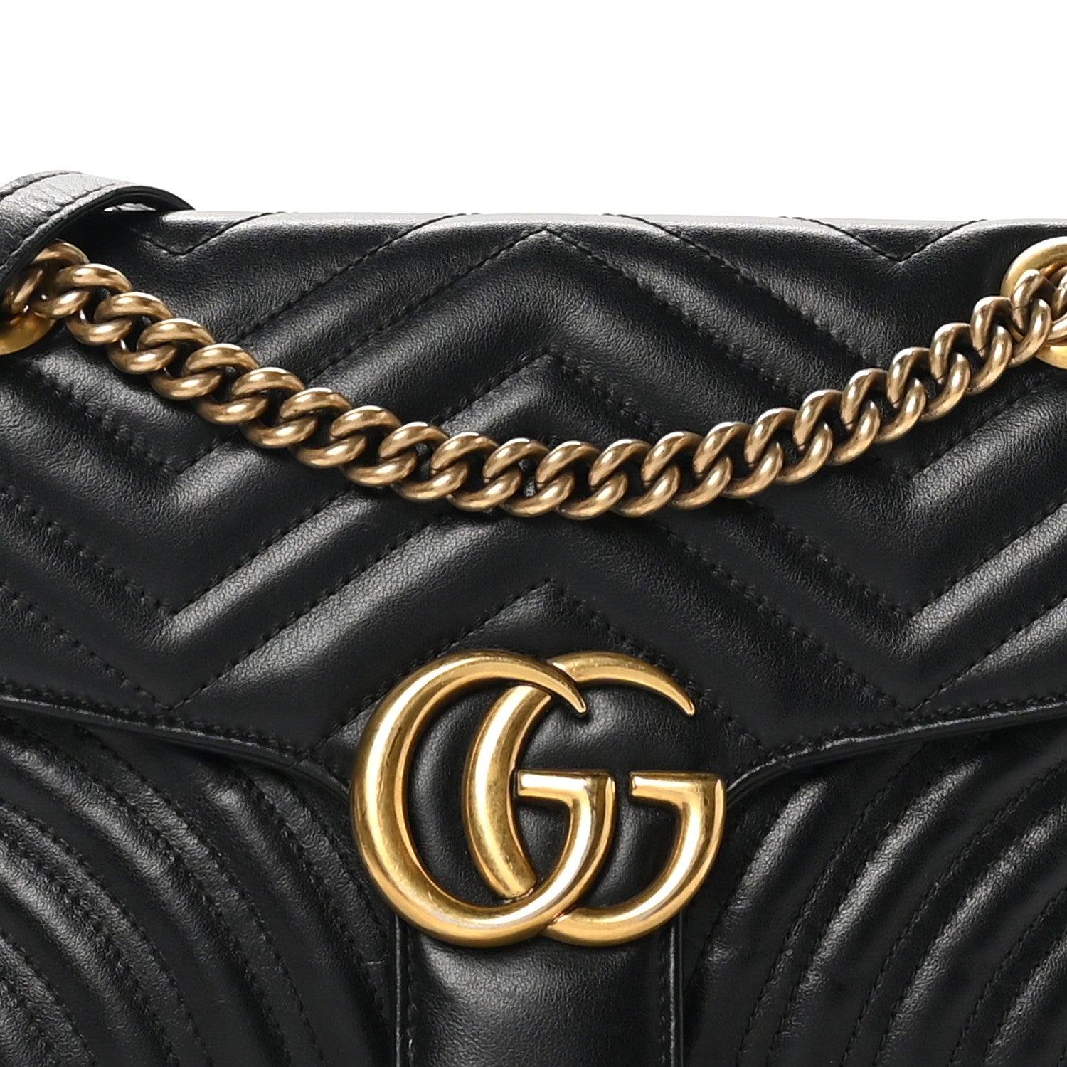 Gucci Calfskin Matelasse Small GG Marmont Shoulder Bag Black 8 of 10