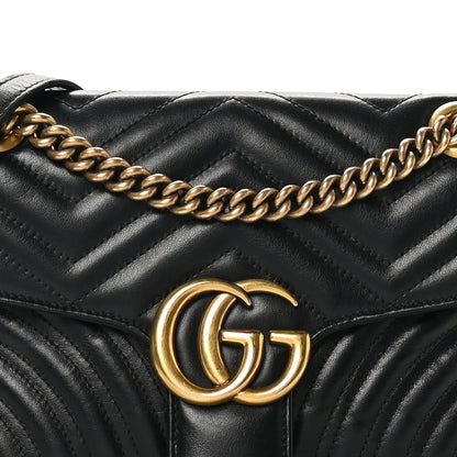 Gucci Calfskin Matelasse Small GG Marmont Shoulder Bag Black 8 of 10