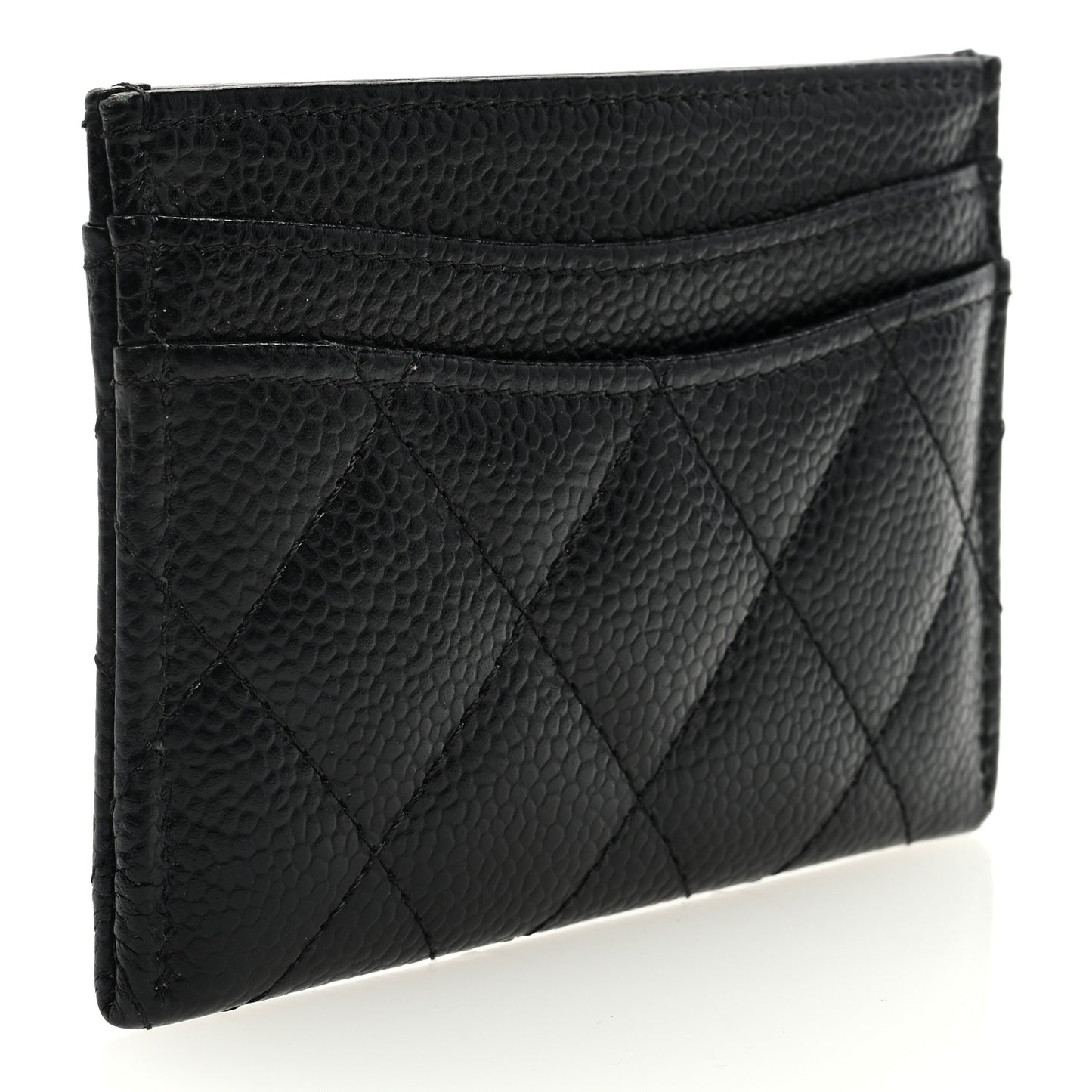Caviar Quilted Card Holder Black