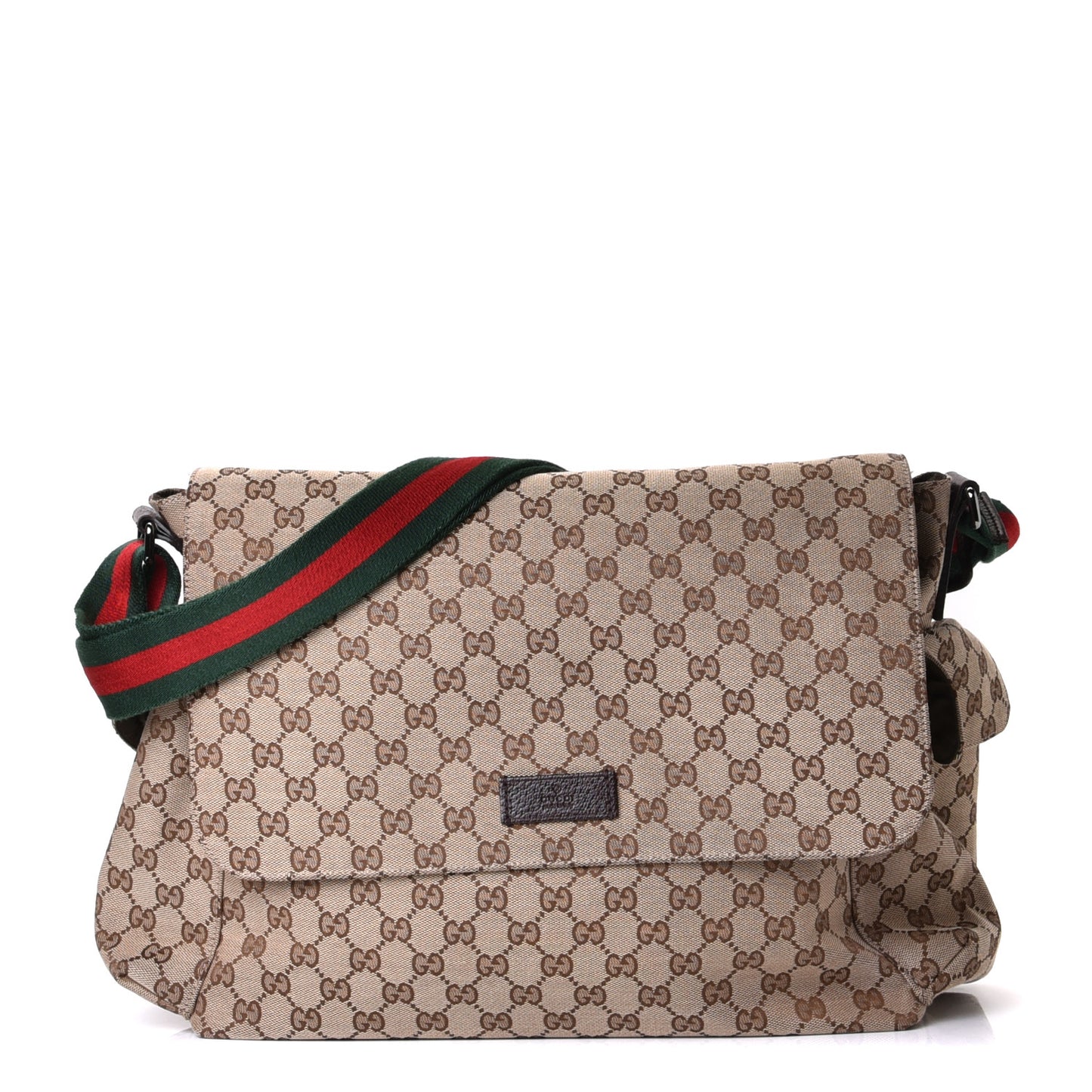 Monogram Web Messenger Diaper Bag Brown