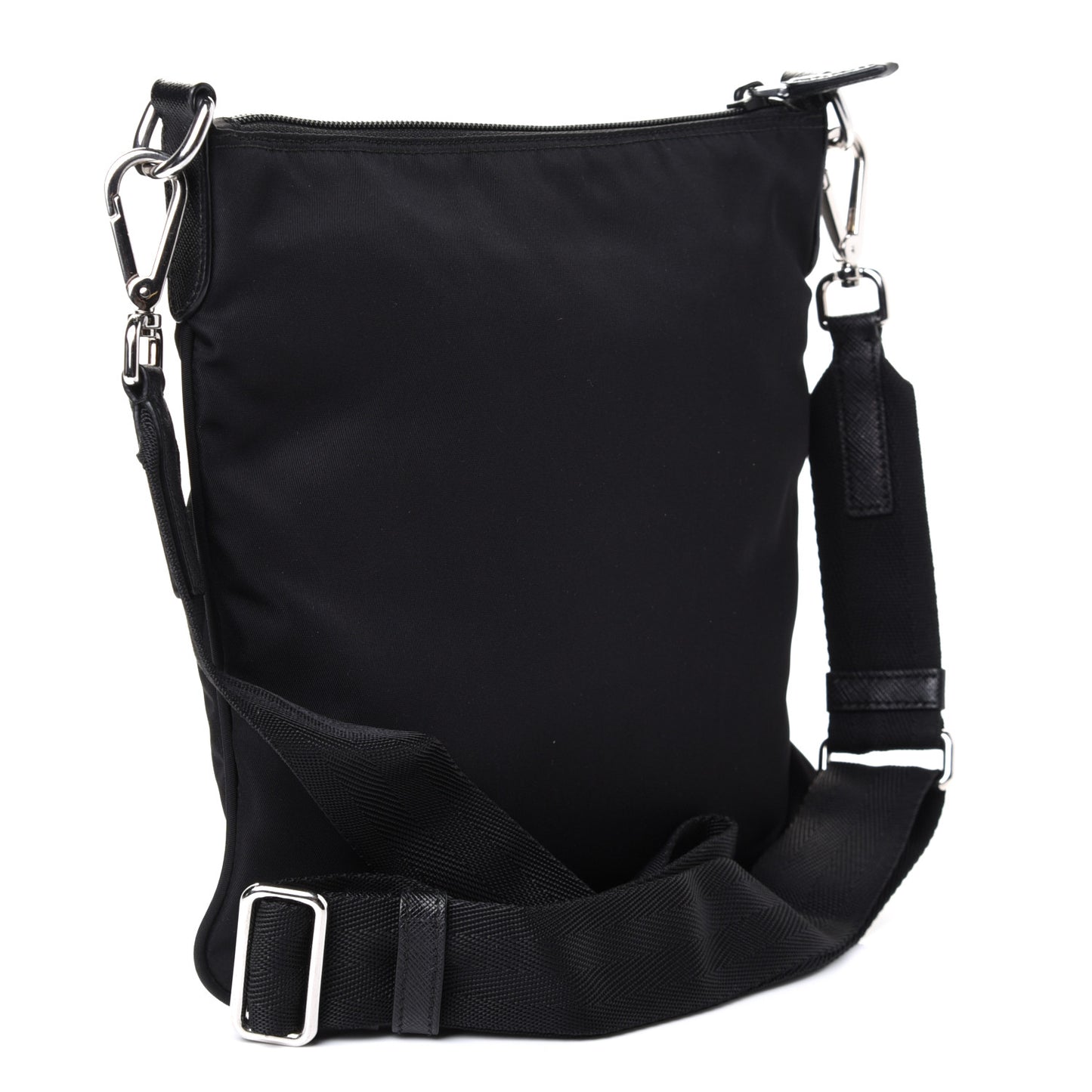 Nylon Saffiano Flat Messenger Bag Black