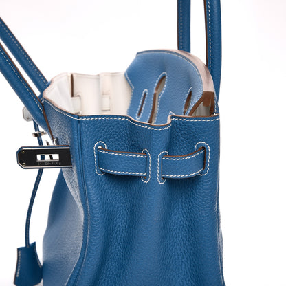 Hermes Taurillon Clemence Bi-Color Birkin 30 Mykonos White 23 of 29