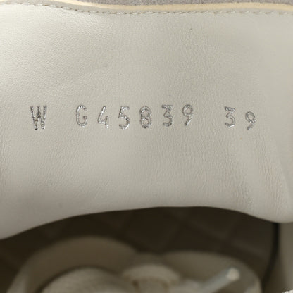 Chanel Laminated Calfskin Suede Quilted Womens CC Sneakers 39 Silver White Gray 8 of 9