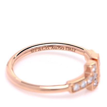 Tiffany 18K Rose Gold Diamond T Wire Ring 49 4.75 4 of 5