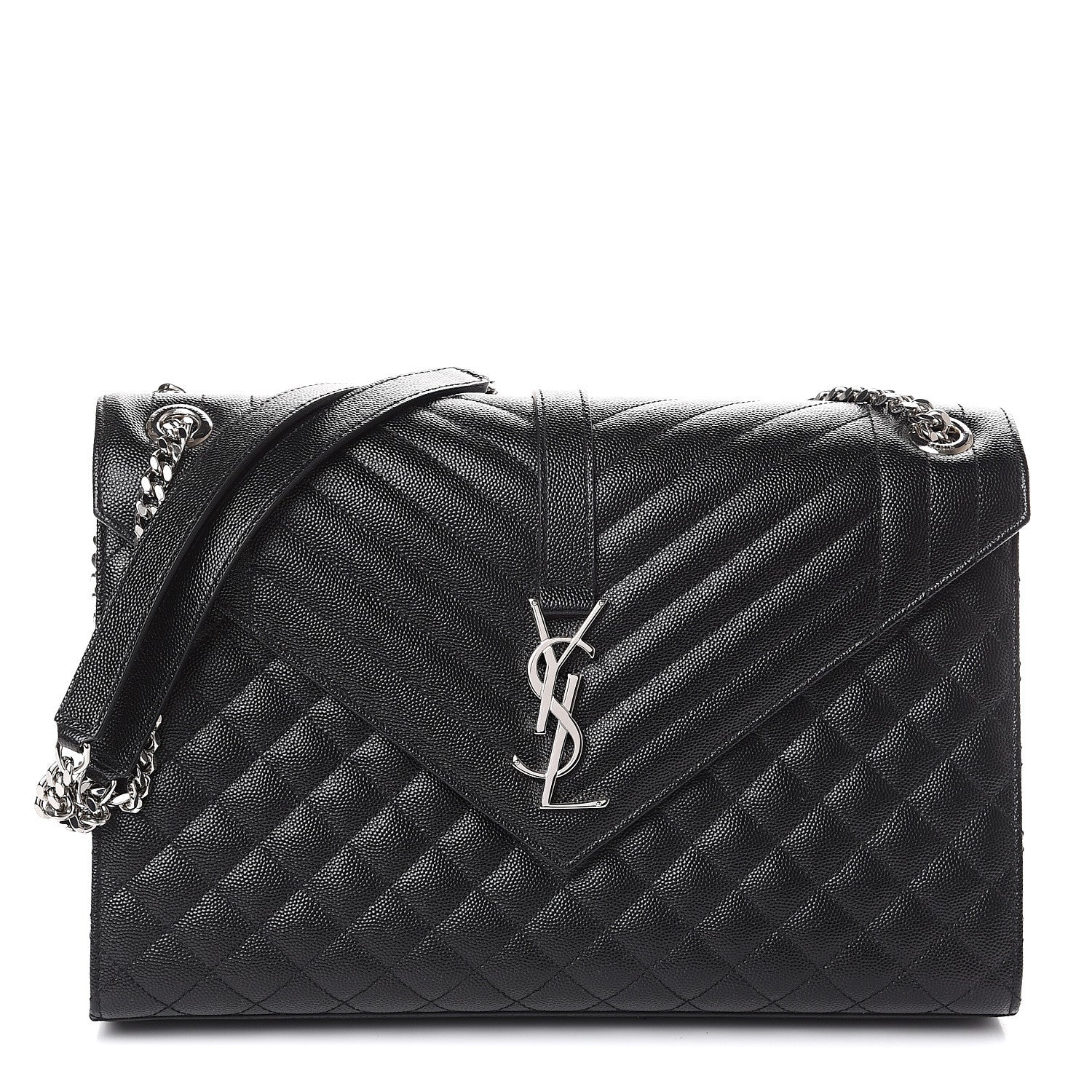Saint Laurent Grain De Poudre Large Tri-Quilt Monogram Satchel Black 1 of 8