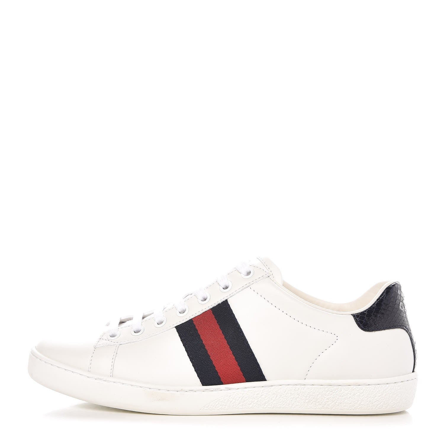 Gucci Calfskin Ayers Web Ace Sneakers 38 White Blue 1 of 9