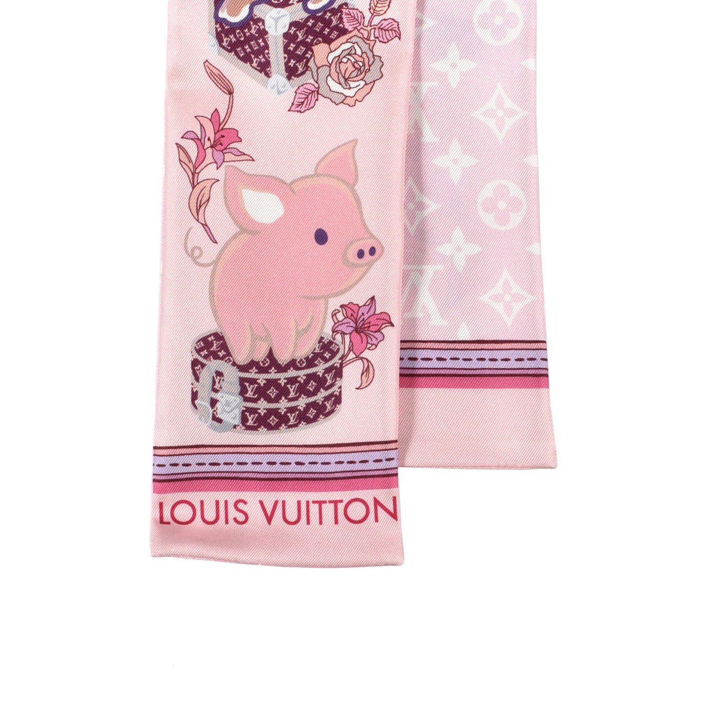Silk Monogram Superstition Bandeau Rose Clair
