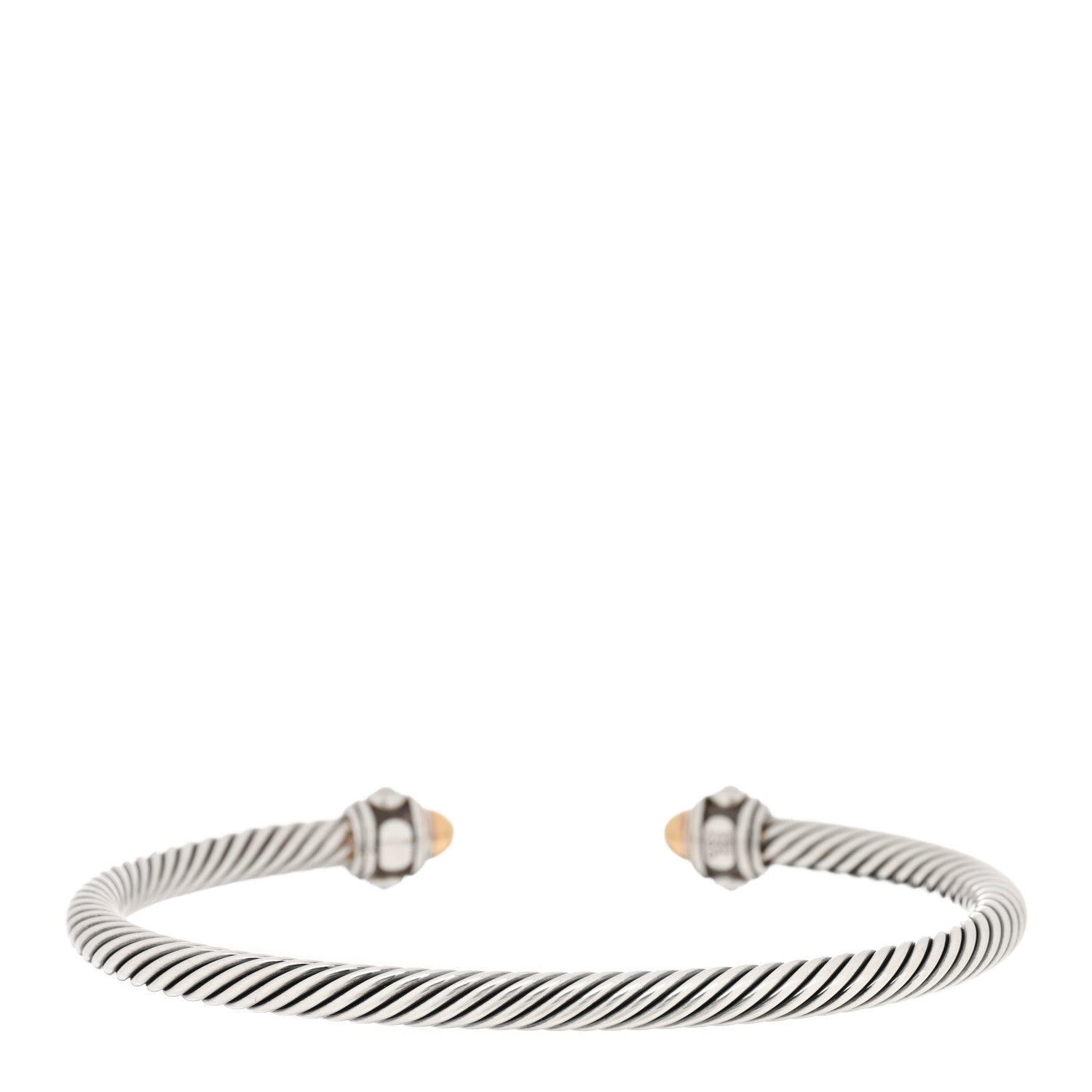 David Yurman Sterling Silver 18K Yellow Gold 4mm Cable Renaissance Bracelet 2 of 3
