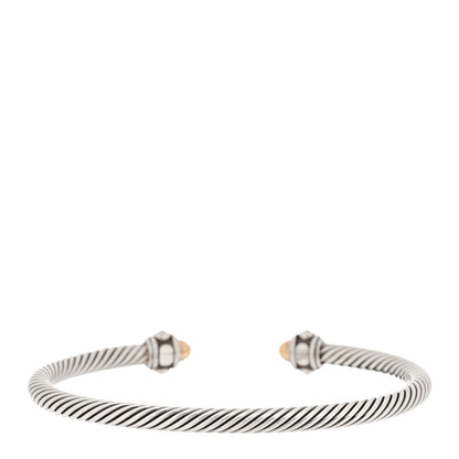 David Yurman Sterling Silver 18K Yellow Gold 4mm Cable Renaissance Bracelet 2 of 3