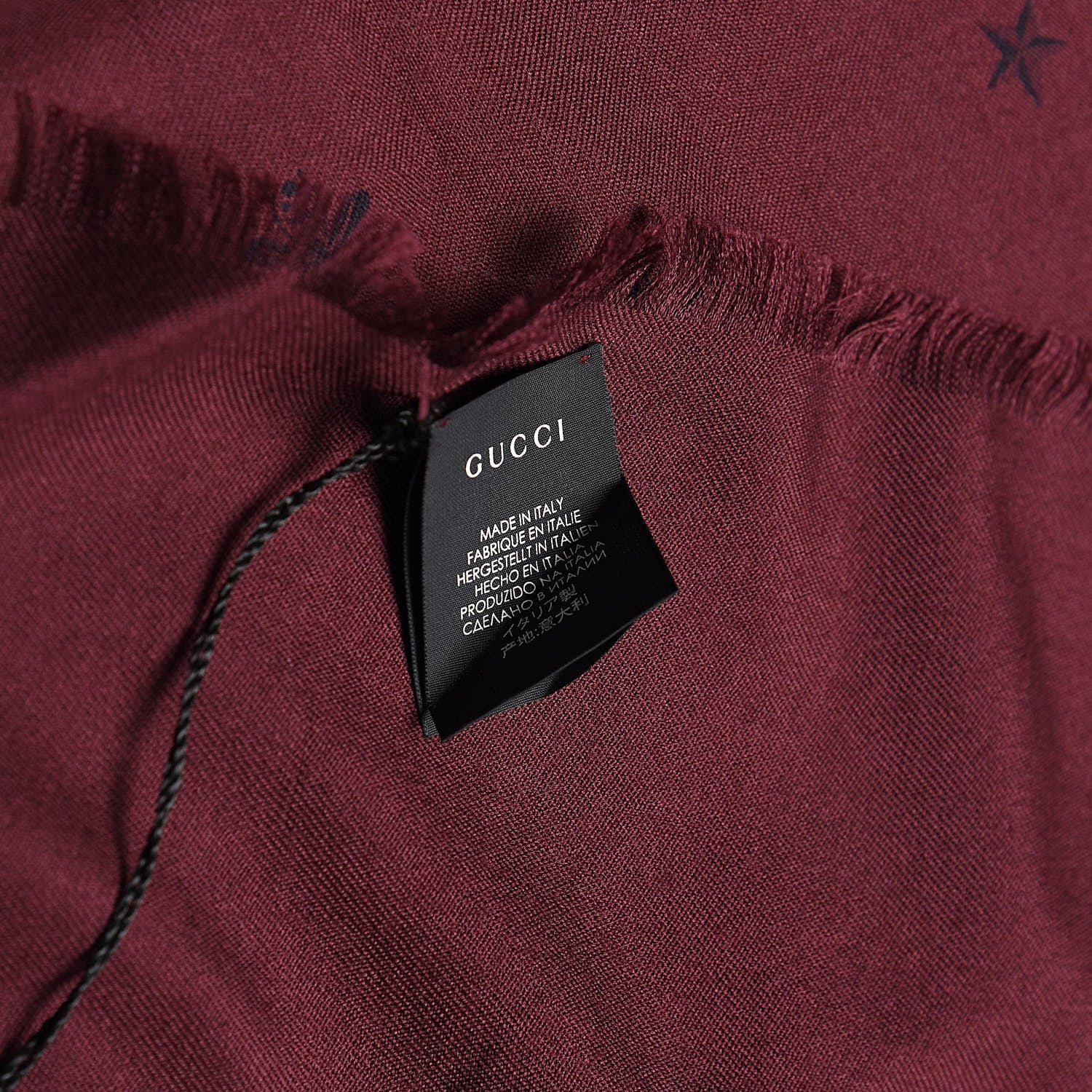 Gucci Wool Silk Bee Star Sternanis Scarf Shawl Amaranth Blue 3 of 5