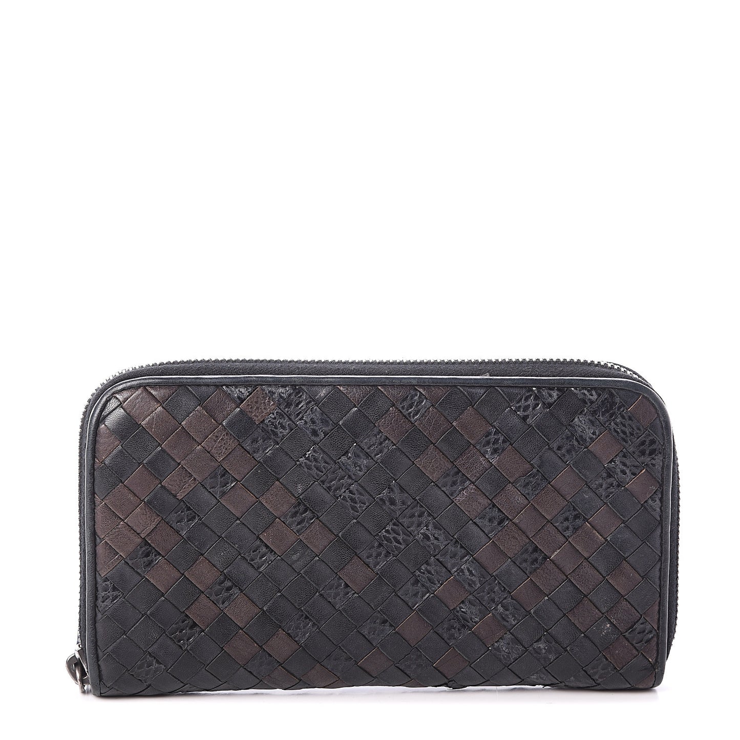 Nappa Ayers Intrecciato Zip Around Wallet Black