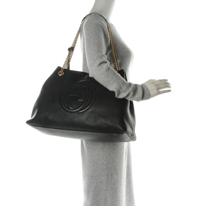 Gucci Pebbled Calfskin Large Soho Chain Shoulder Bag Black 2 of 8