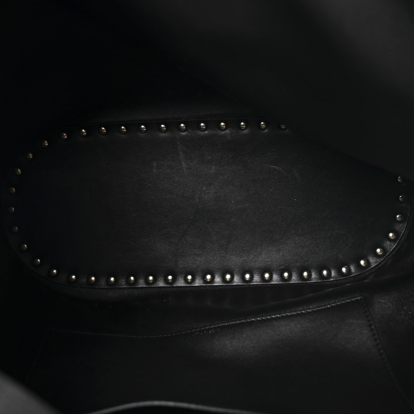Grained Calfskin Small Rockstud Tote Black