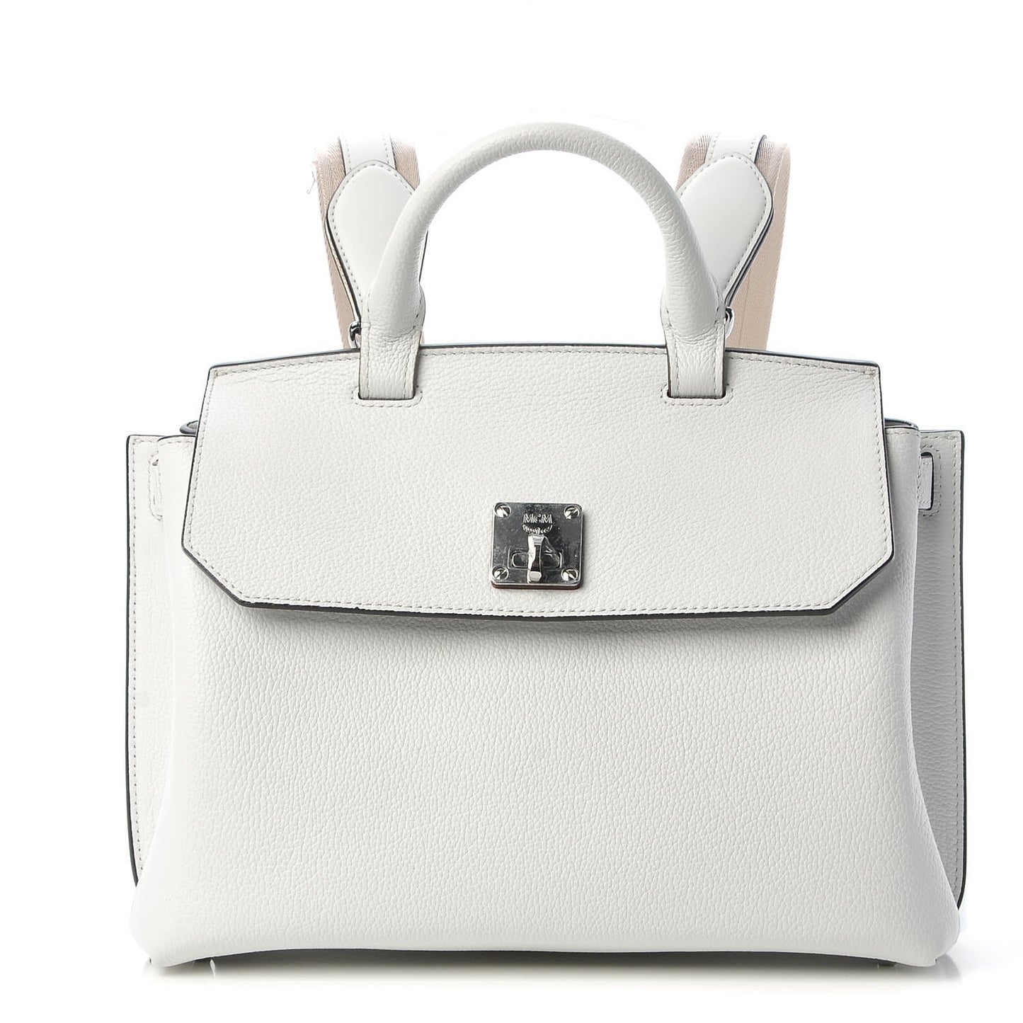 Grained Calfskin Medium Milla Convertible Backpack White Flake