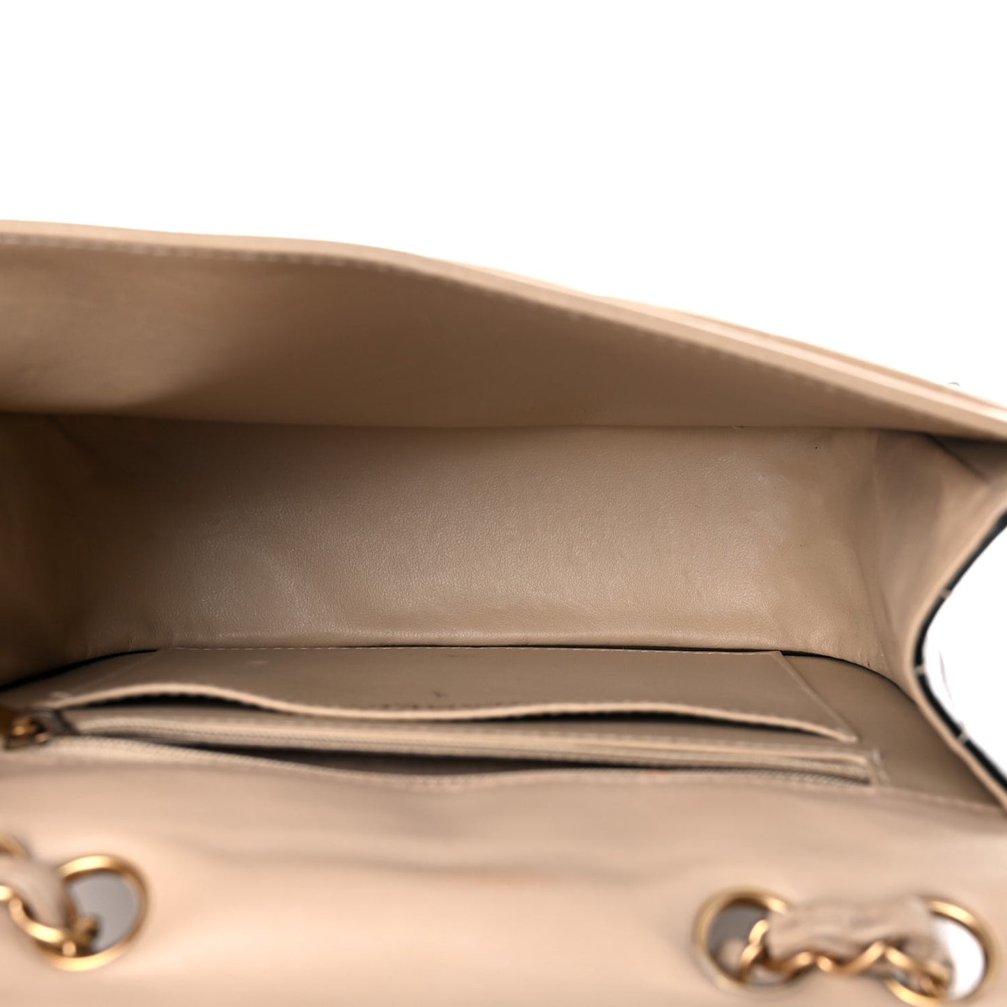 Lambskin Patent Chocolate Bar Flap Beige Black