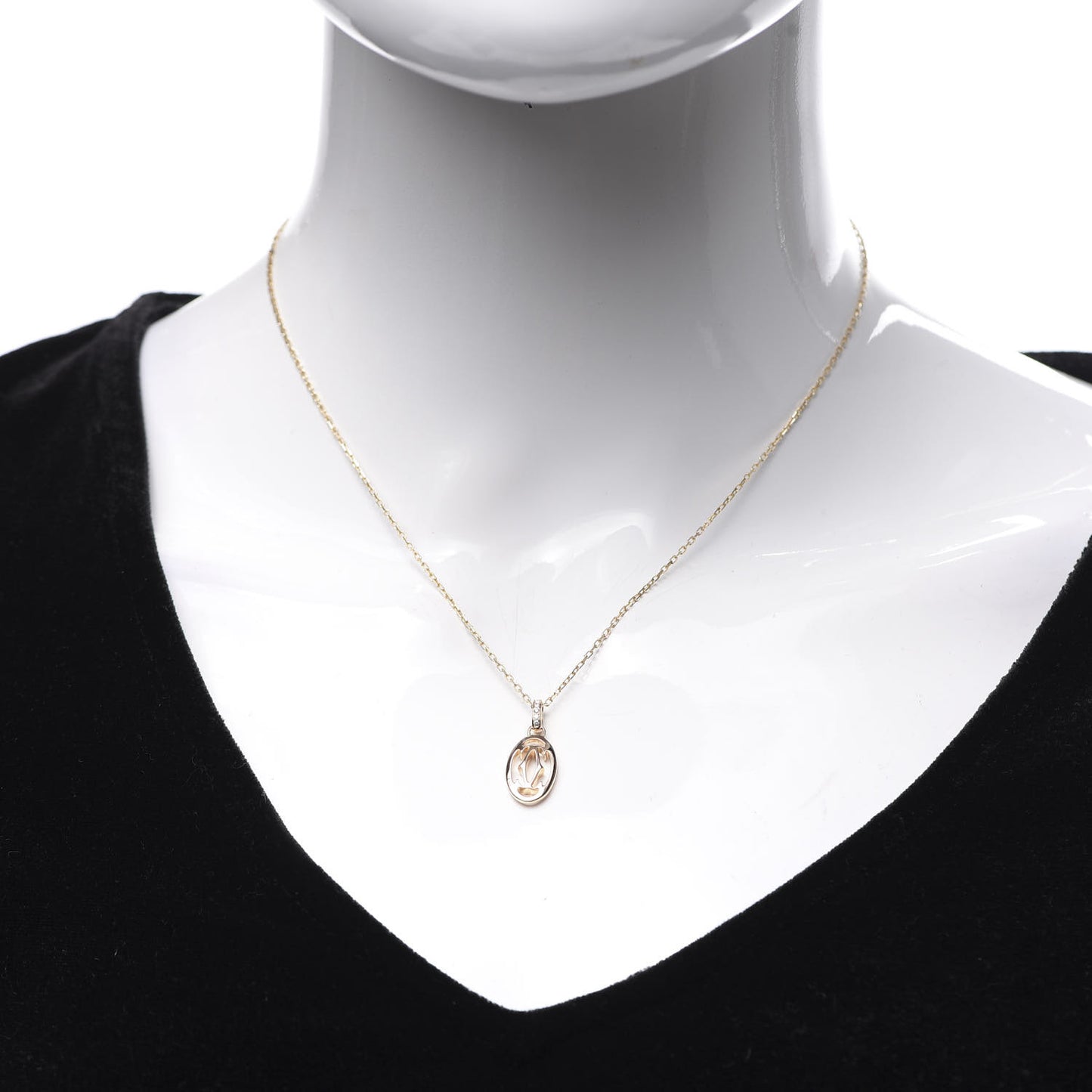 18K Pink Gold Diamond Logo Pendant Necklace