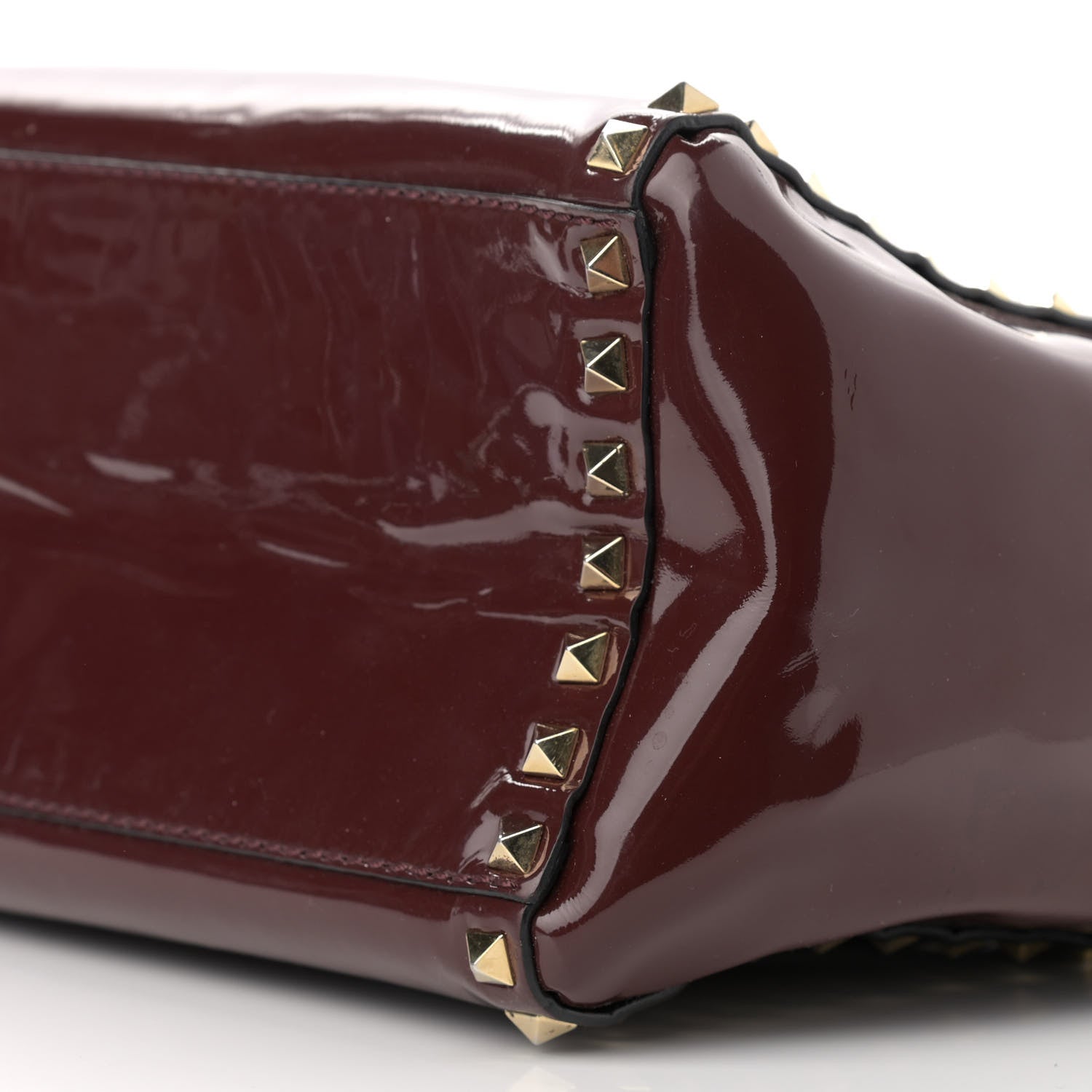 Valentino Garavani Patent Small Rockstud Double Handle Tote Rubin 9 of 15