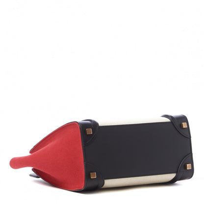 Celine Canvas Smooth Calfskin Micro Tri-Color Luggage Carmin 3 of 9