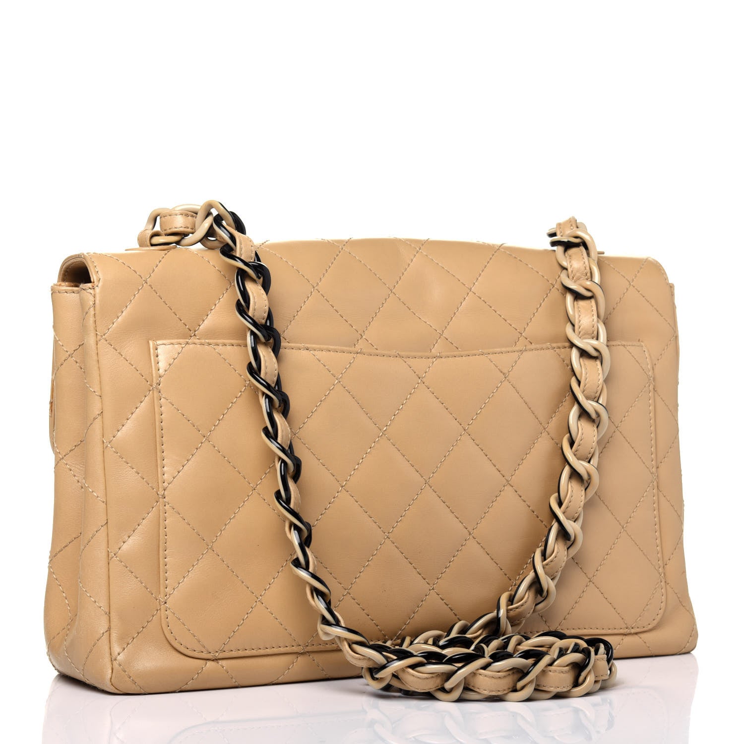 Chanel Lambskin Bekko Resin Jumbo Single Flap Beige 2 of 24