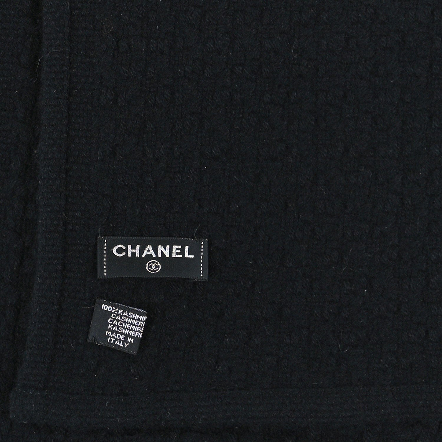 Chanel Cashmere Crystal Logo Scarf Black 3 of 3