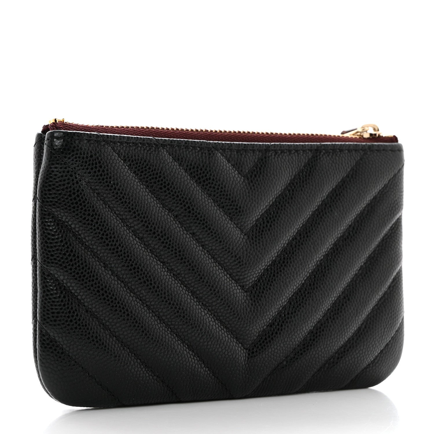 Chanel Caviar Chevron Quilted Small Cosmetic Case Black 3 of 7