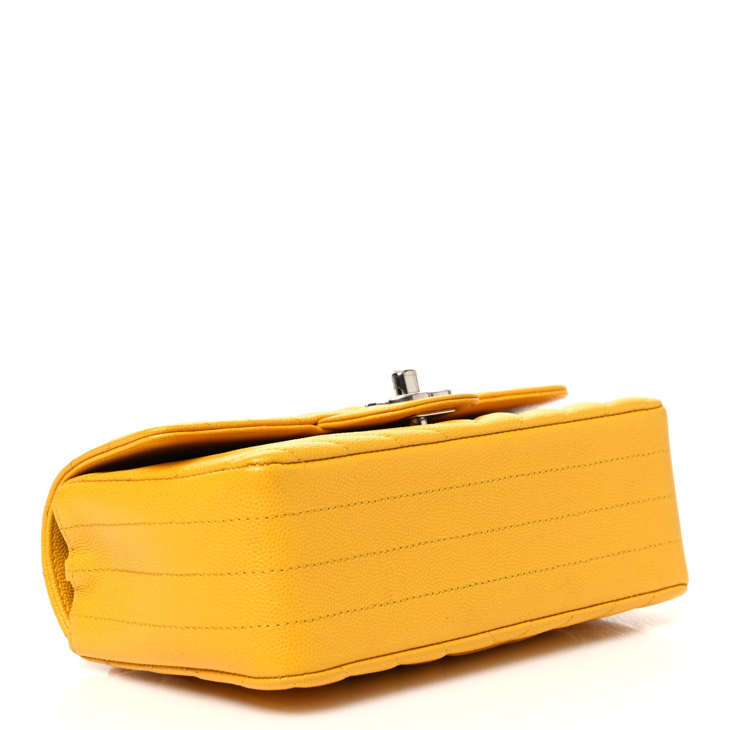 Caviar Chevron Quilted Mini Rectangular Flap Yellow