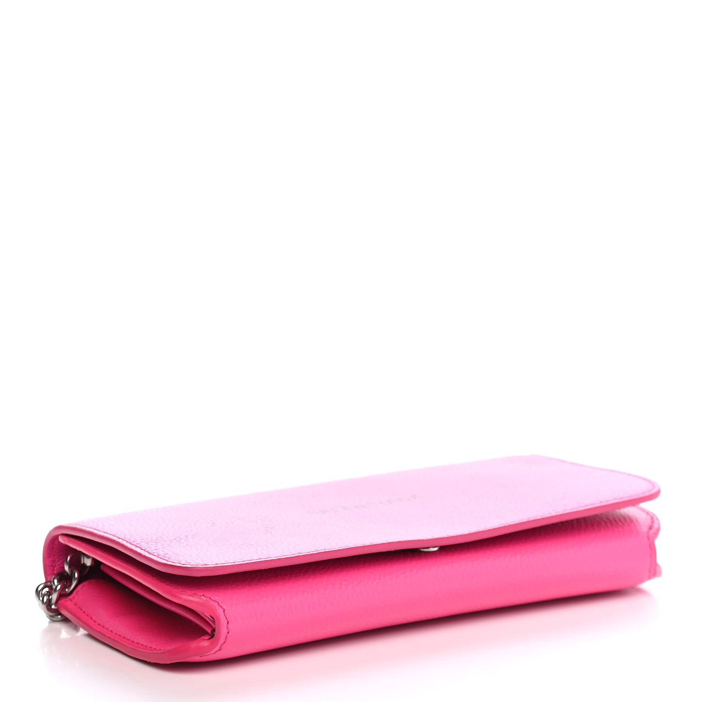 Pebbled Calfskin Everyday Continental Wallet on Chain Acid Pink