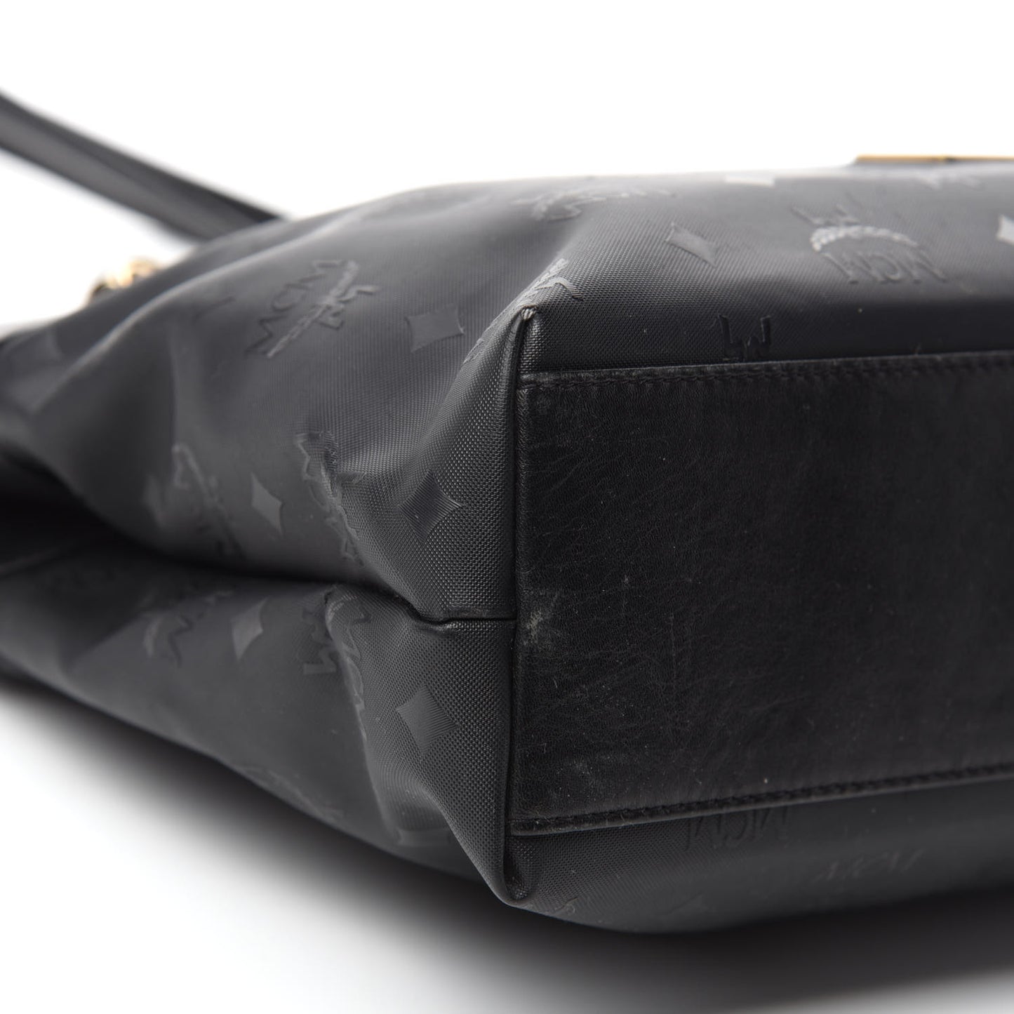 Lambskin Coated Canvas Monogram Chain Tote Black