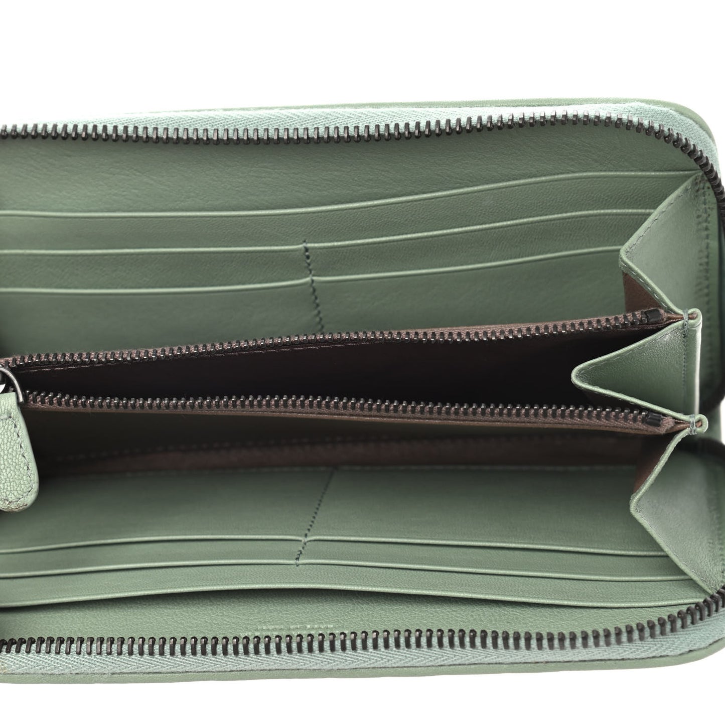 Nappa Intrecciato Zip Around Wallet Light Green