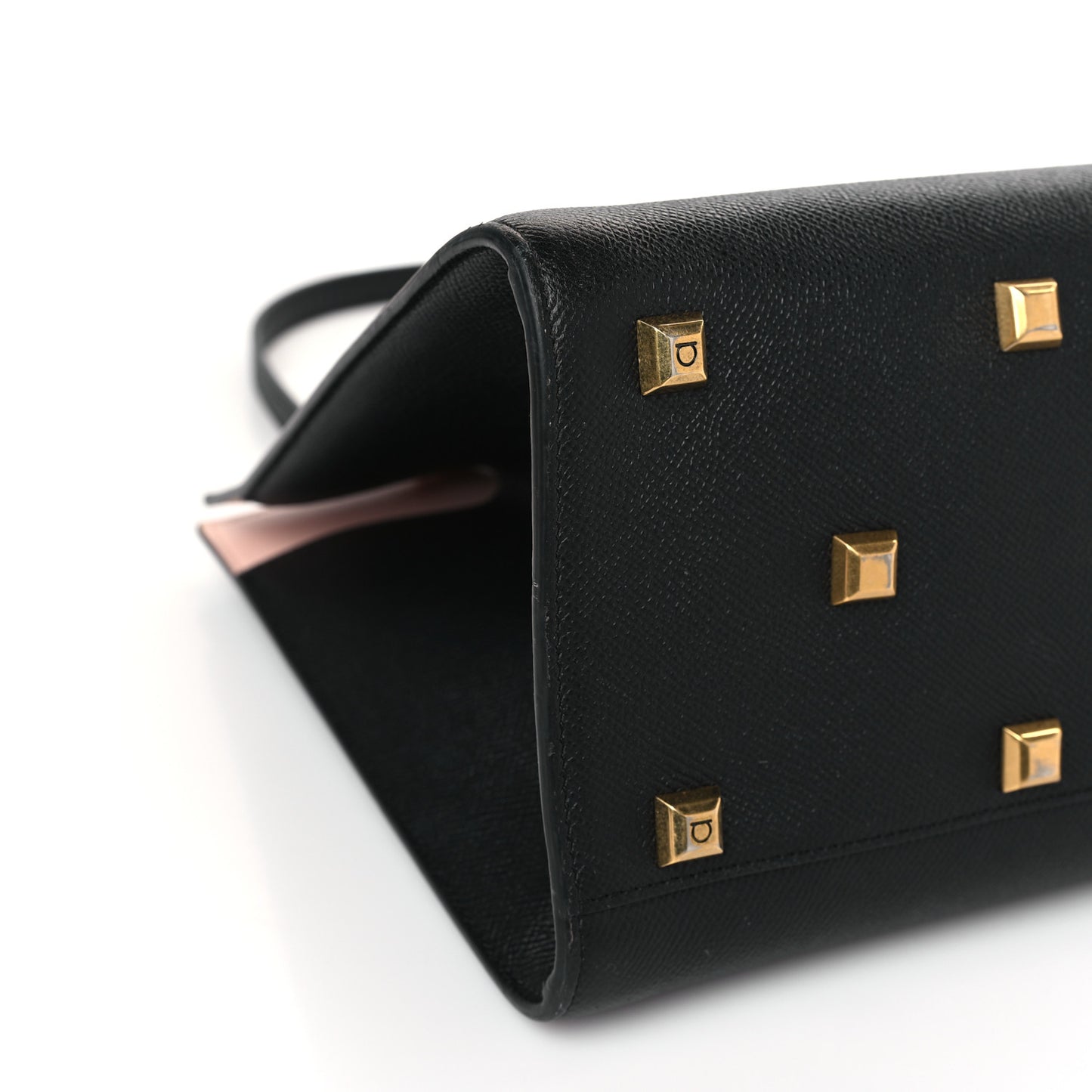 Hammered Calfskin Medium The Studio Box Bag Black