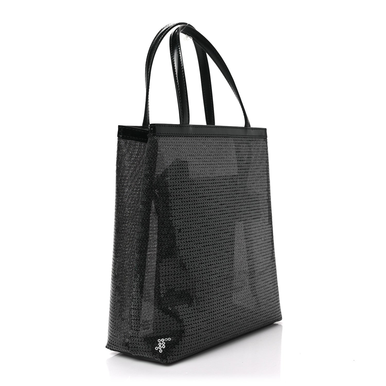 Prada Sequin Mesh Small Tote Bag Black 3 of 8