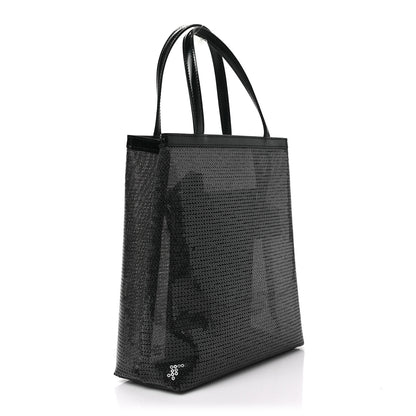 Prada Sequin Mesh Small Tote Bag Black 3 of 8