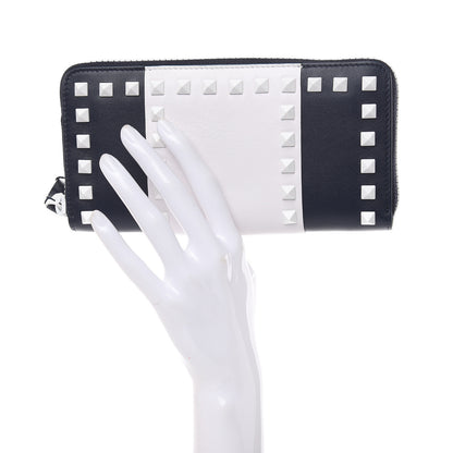 Valentino Garavani Vitello Colorblock Free Rockstud Zip Around Wallet Marine White 2 of 8