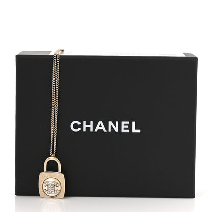 Chanel Crystal Pearl Lock CC Necklace Gold 5 of 5