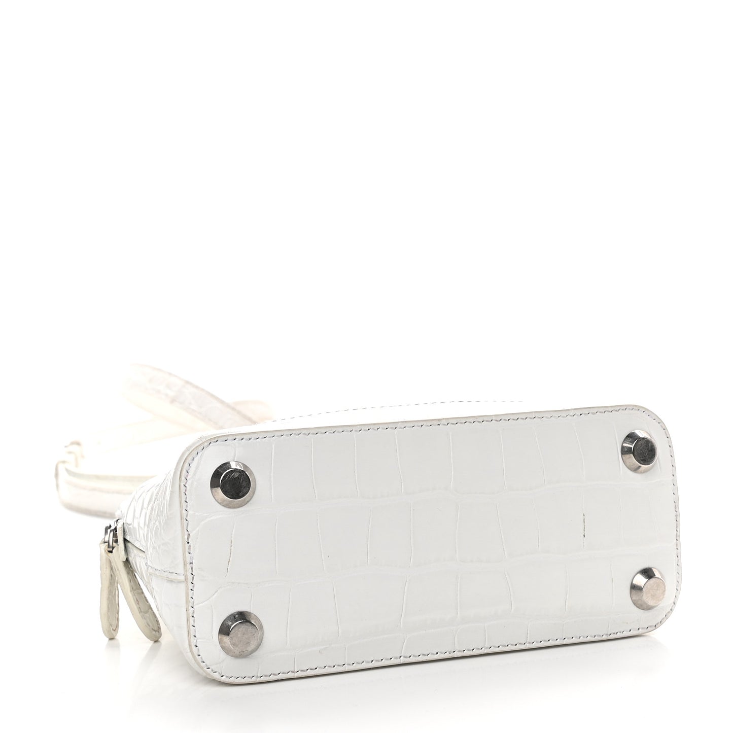 Calfskin Crocodile Embossed XXS Ville Top Handle Bag White Black
