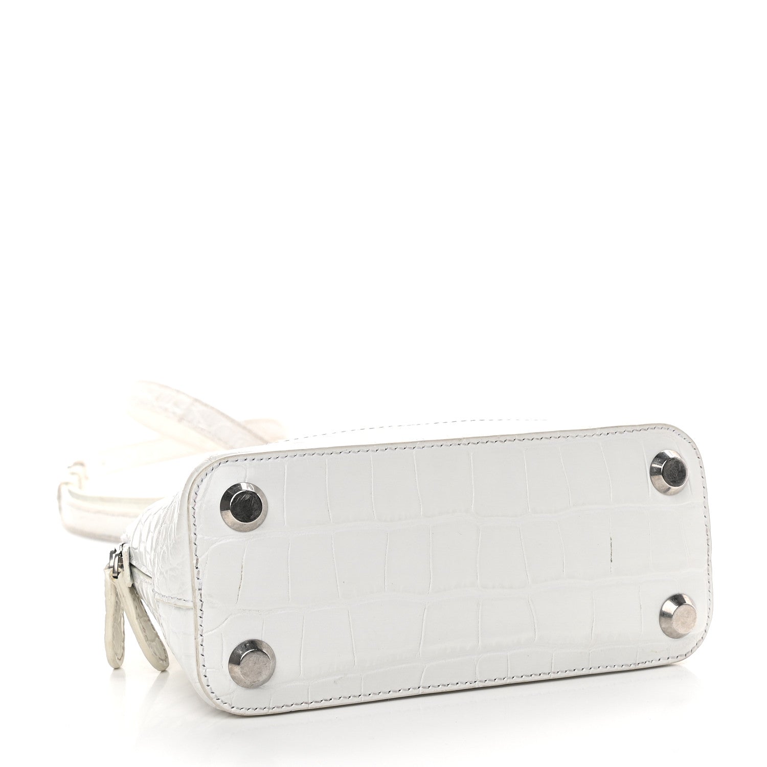 Balenciaga Calfskin Crocodile Embossed XXS Ville Top Handle Bag White Black 4 of 14