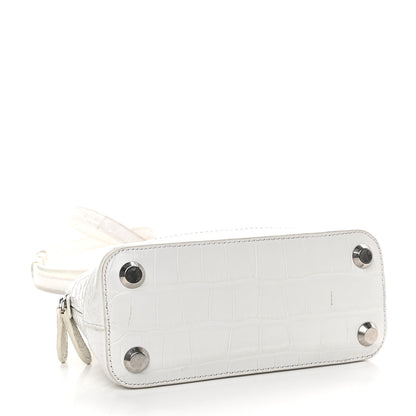 Balenciaga Calfskin Crocodile Embossed XXS Ville Top Handle Bag White Black 4 of 14