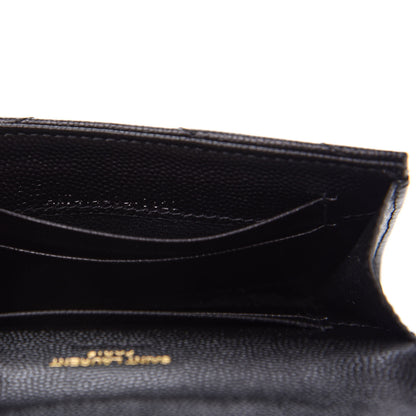 Saint Laurent Grain De Poudre Matelasse Chevron Small Monogram Envelope Wallet Black 7 of 10