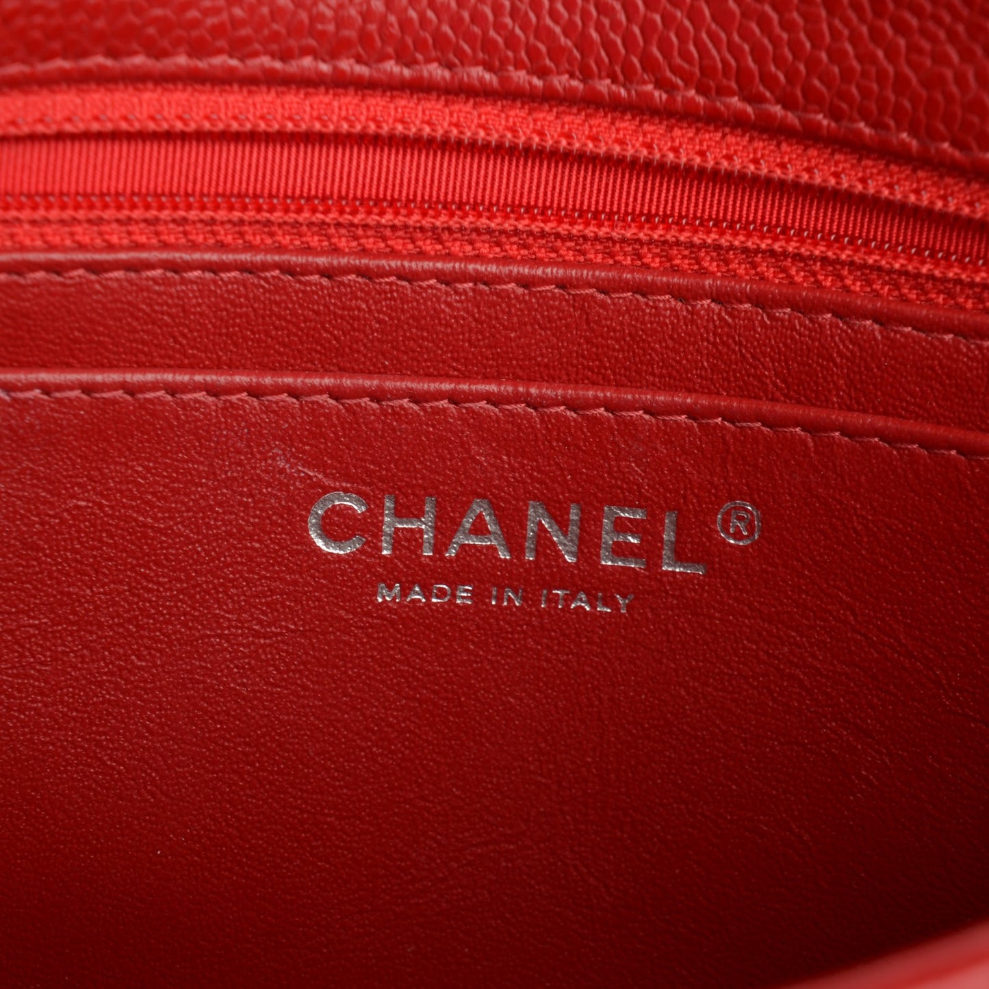 Caviar Quilted Mini Rectangular Flap Red