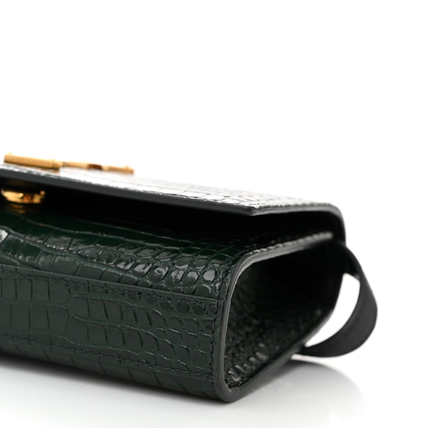 Saint Laurent Calfskin Crocodile Embossed Monogram Kate Belt Bag  Dark Mint 9 of 9